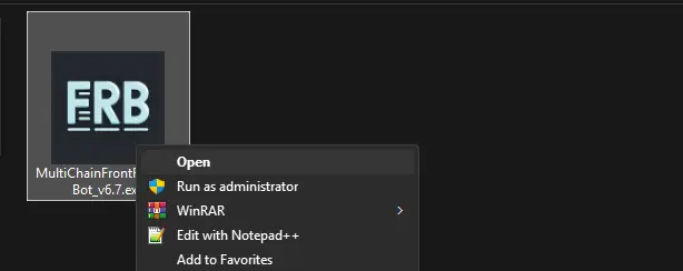 Run MultiChainFrontBot.exe from the copied local folder