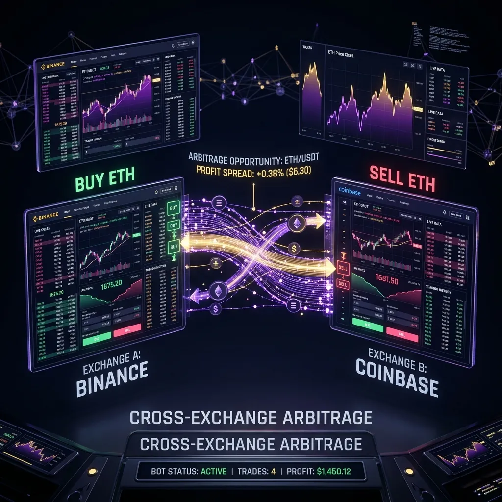 Cross-DEX arbitrage diagram showing price differences between Uniswap and SushiSwap
