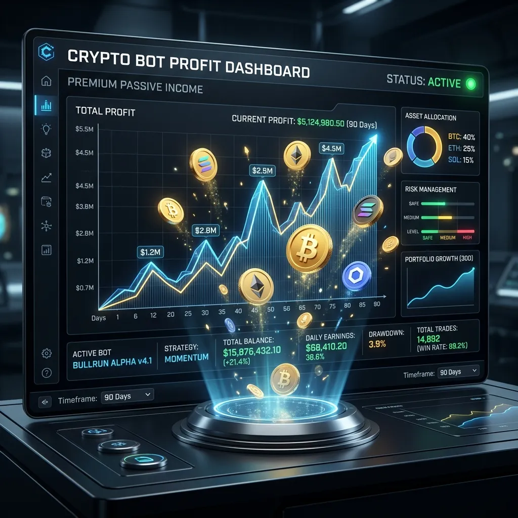 Beginner-friendly crypto bot profit dashboard showing realistic returns