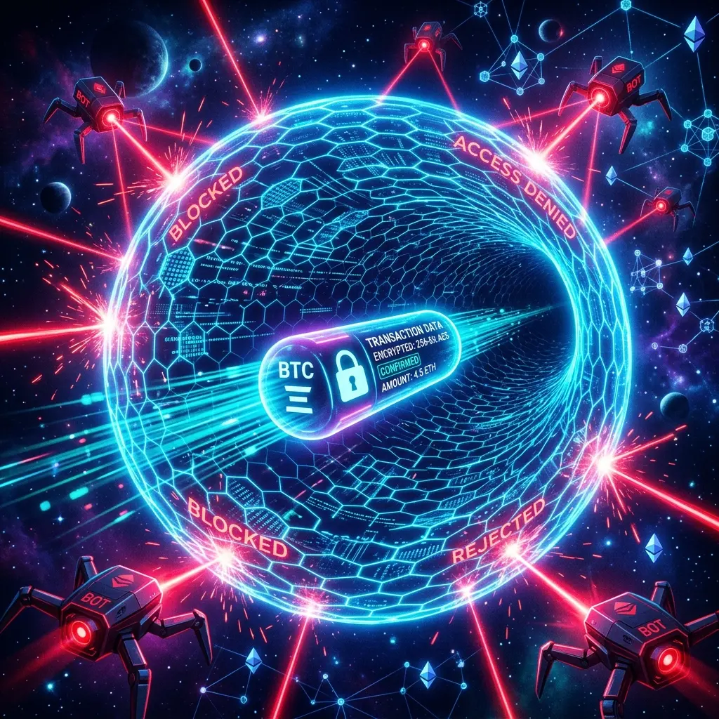 Encrypted tunnel protecting transactions from public mempool exposure