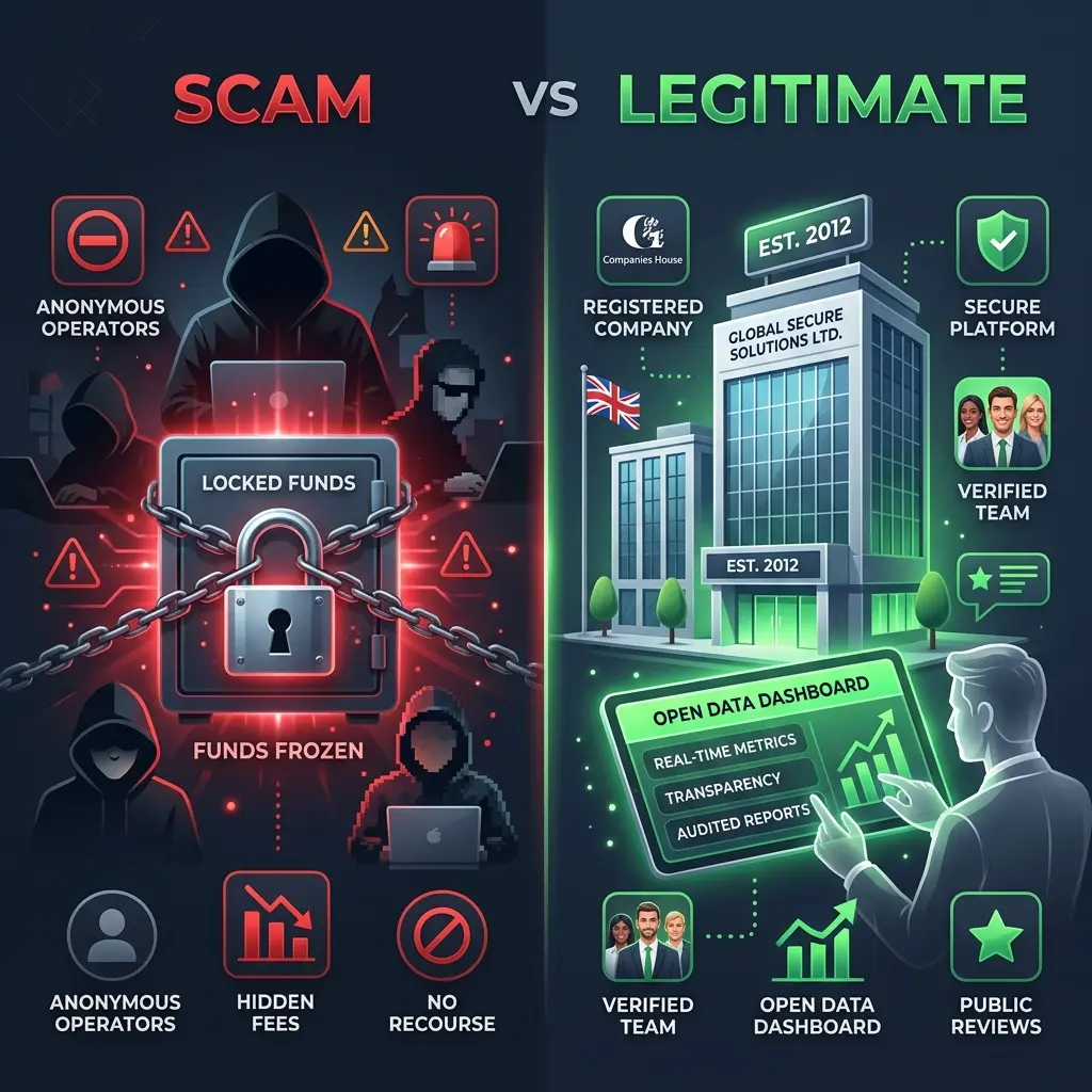 Security comparison showing red flags of MEV scams versus legitimate tools